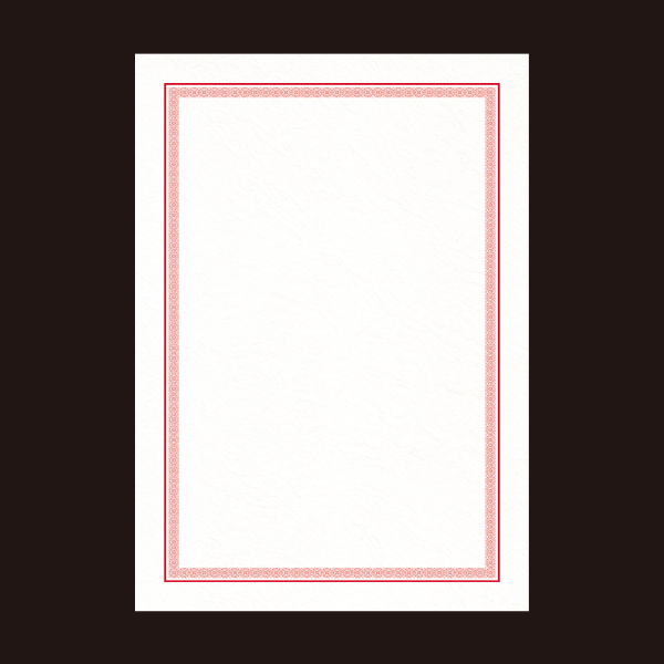 枠つき・厚口 和紙（A4）無地・赤